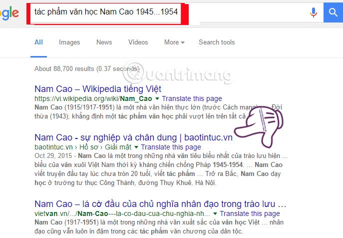 Sử dụng khung thời gian tìm kiếm