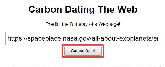 Sử dụng Carbon Dating the Web