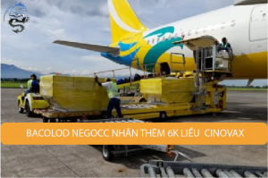Nguồn cung cấp mới gồm 6.000 liều vắc xin CoronaVac của Sinovac sẽ đến Sân bay Bacolod-Silay trên chuyến bay Cebu Pacific