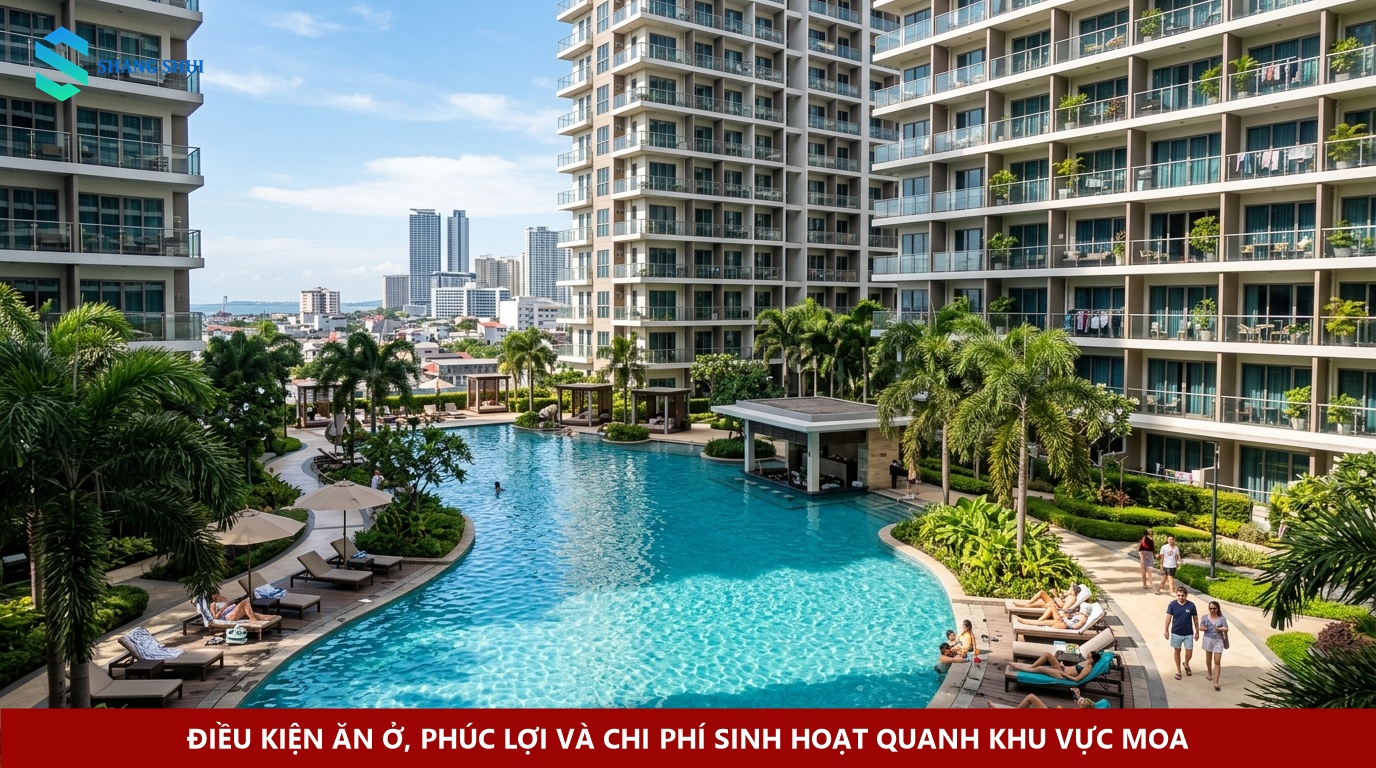 Điều kiện ăn ở, phúc lợi và chi phí sinh hoạt quanh khu vực MOA