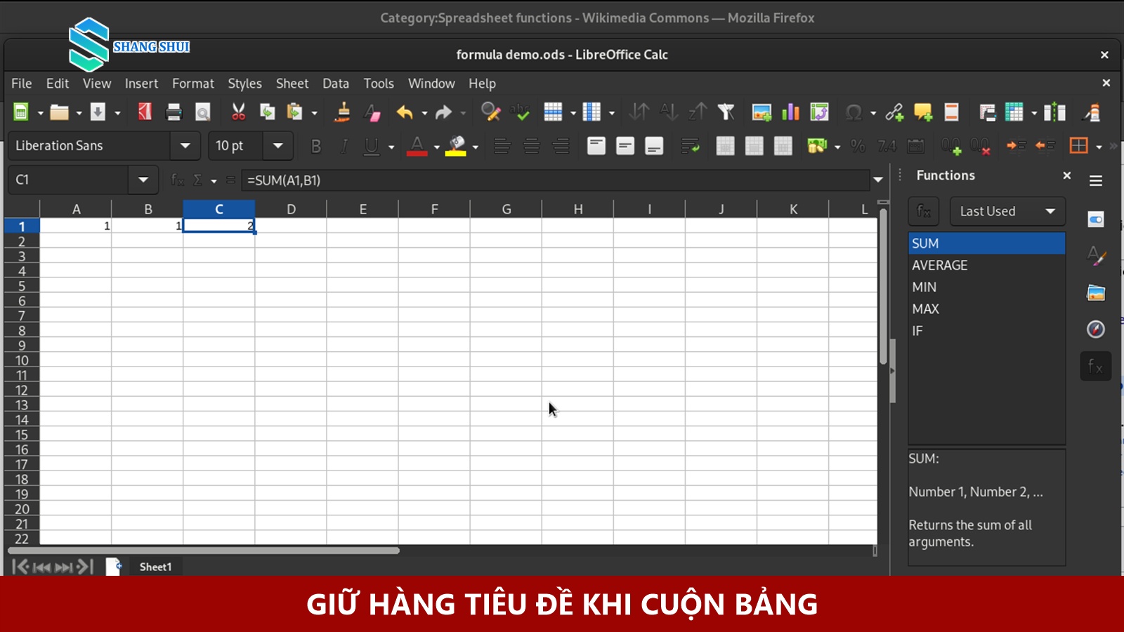 Bảng tính chi tiết hiển thị các công thức và phân bổ dữ liệu theo hàng ngang.