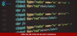 Mã HTML hiển thị trên màn hình, minh họa việc kiểm tra cấu trúc trang web