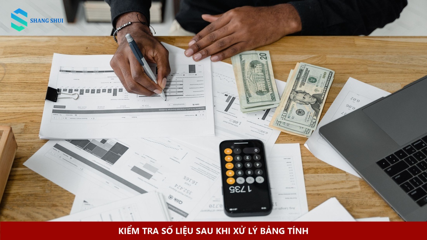 Kiểm tra số liệu sau khi xử lý bảng tính