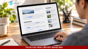 Người biên tập kiểm tra các liên kết nội bộ trong bài viết trên máy tính