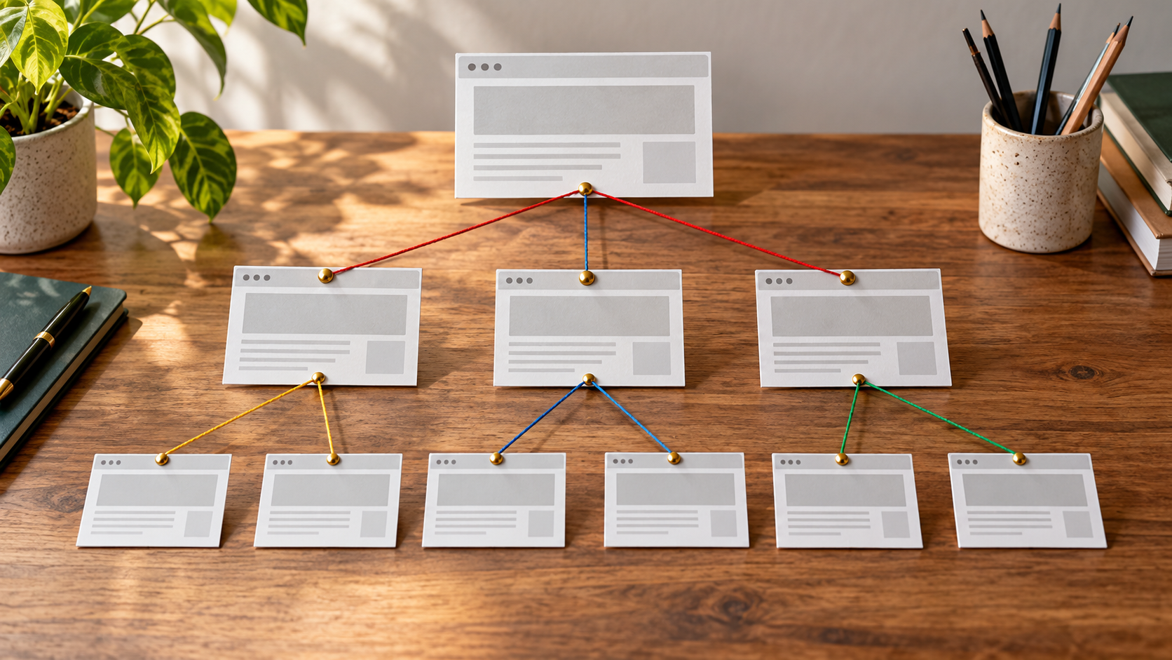 Những thẻ trang web không có chữ được nối với nhau thành cấu trúc nhiều tầng.